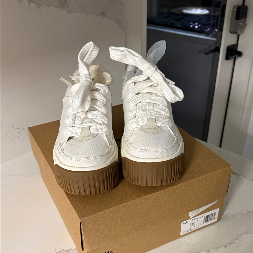 UGG Wedge Cream Athletic Shoes with Brown Soles